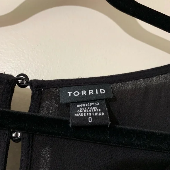 Torrid Black Crepe Grommet Tie Neck Blouse - Picture 8 of 11